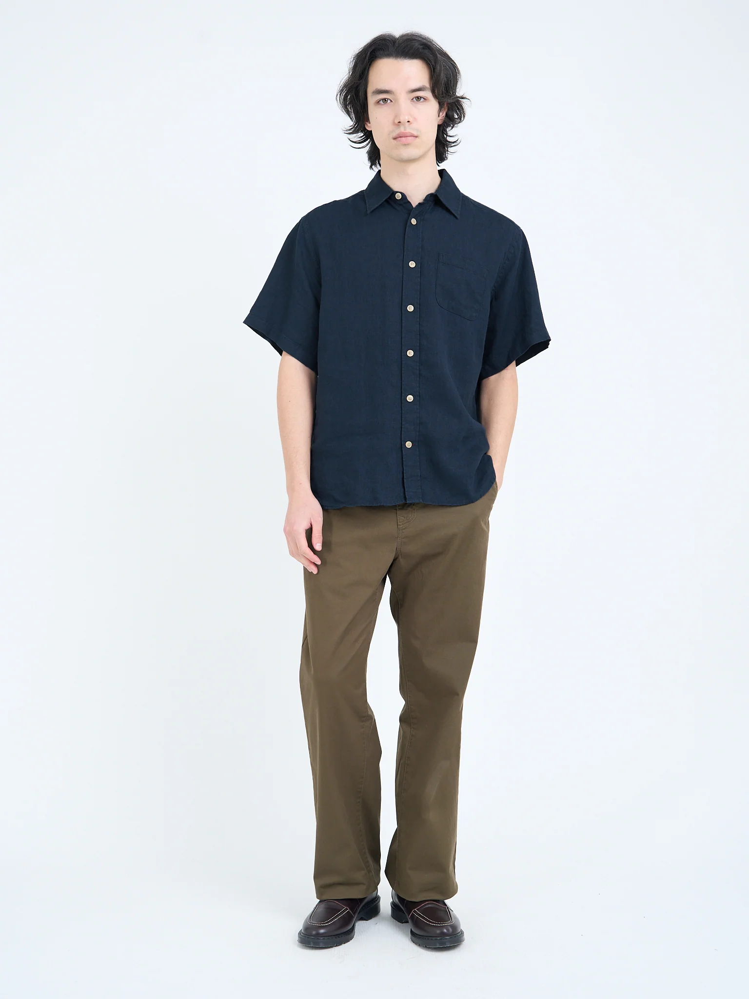 Atlanta Short Sleeve Shirt (Loose Fit) Padworth Navy - Image 6