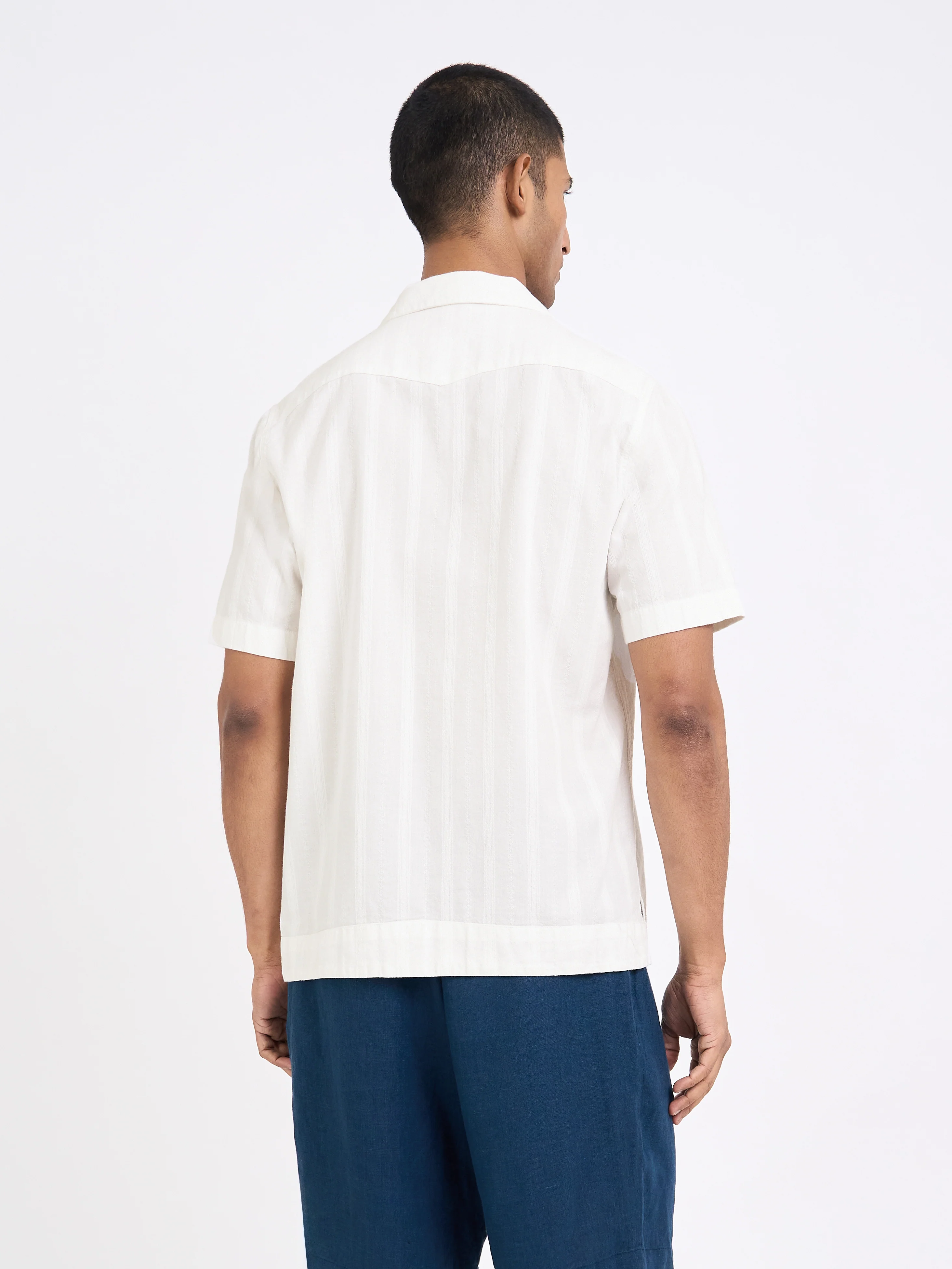 Cuban Short Sleeve Shirt Davey White - Image 3