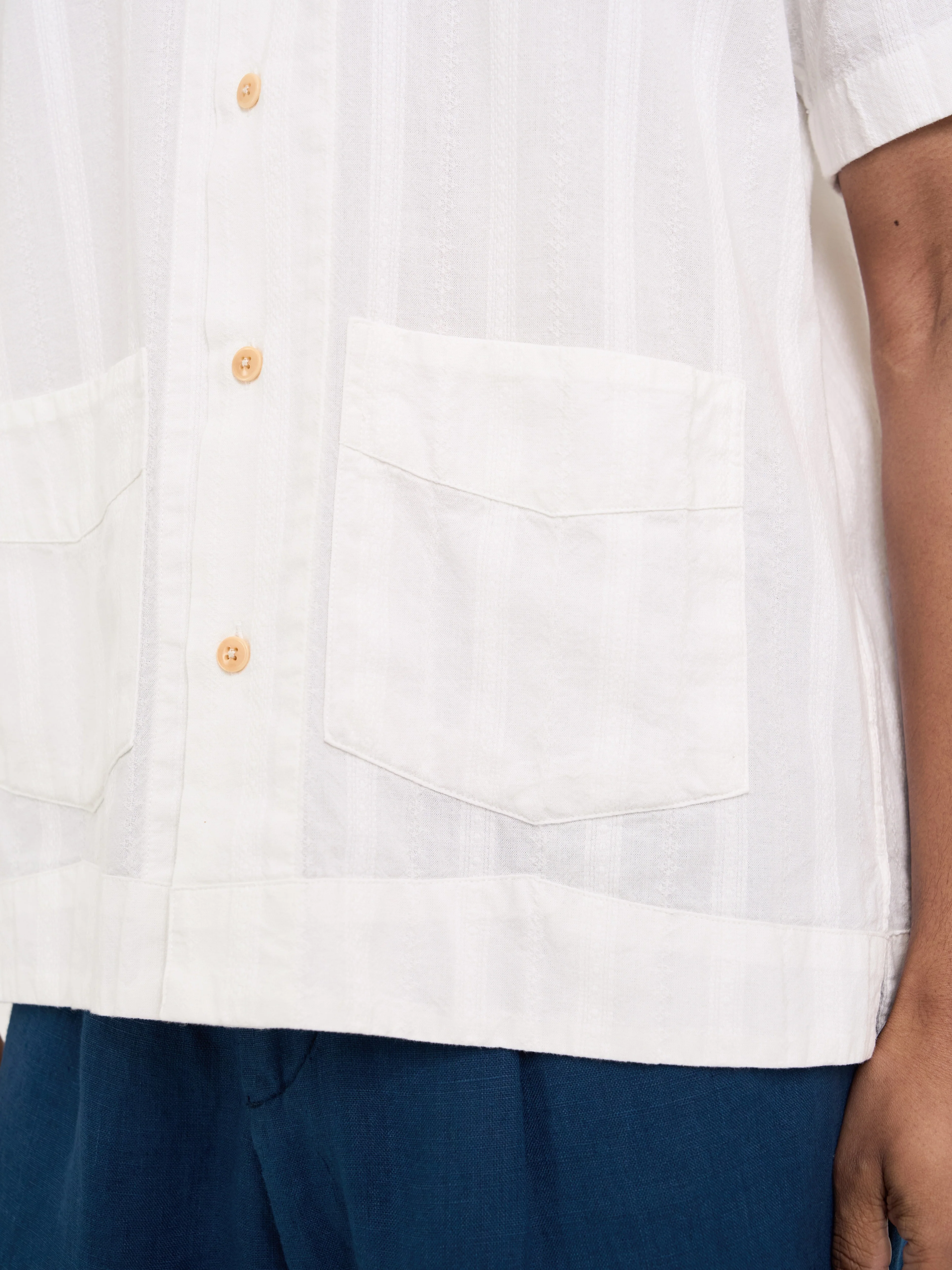 Cuban Short Sleeve Shirt Davey White - Image 5
