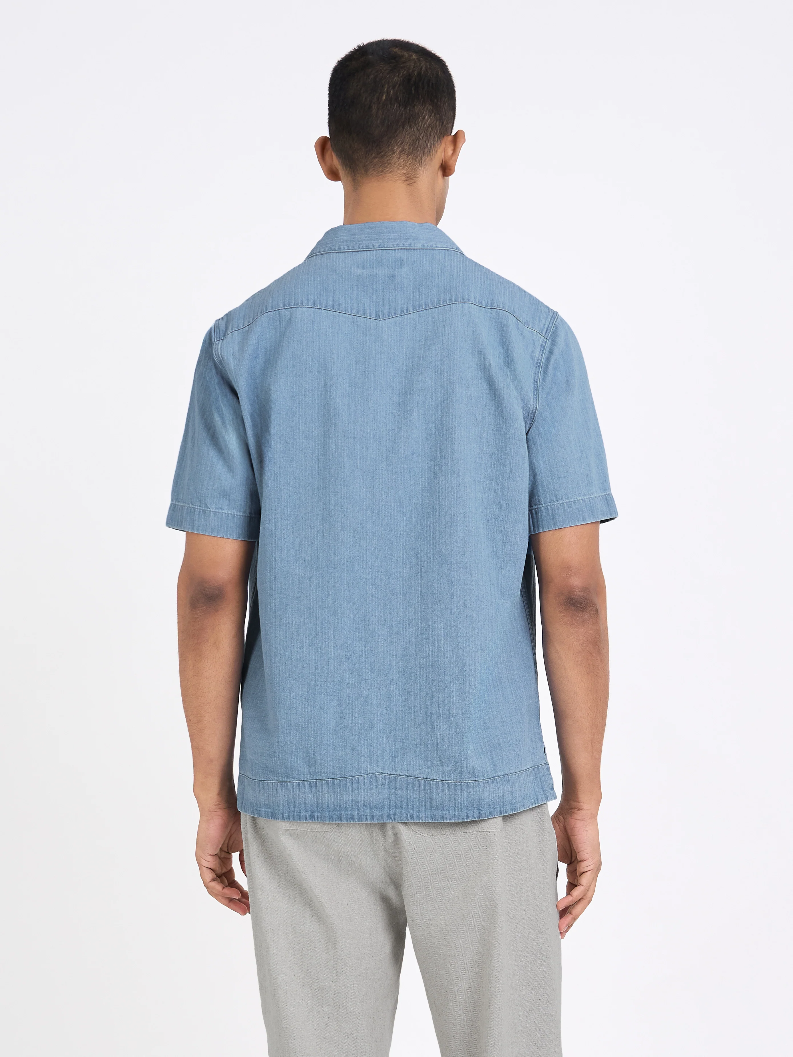 Cuban Short Sleeve Shirt Marden Indigo - Image 3