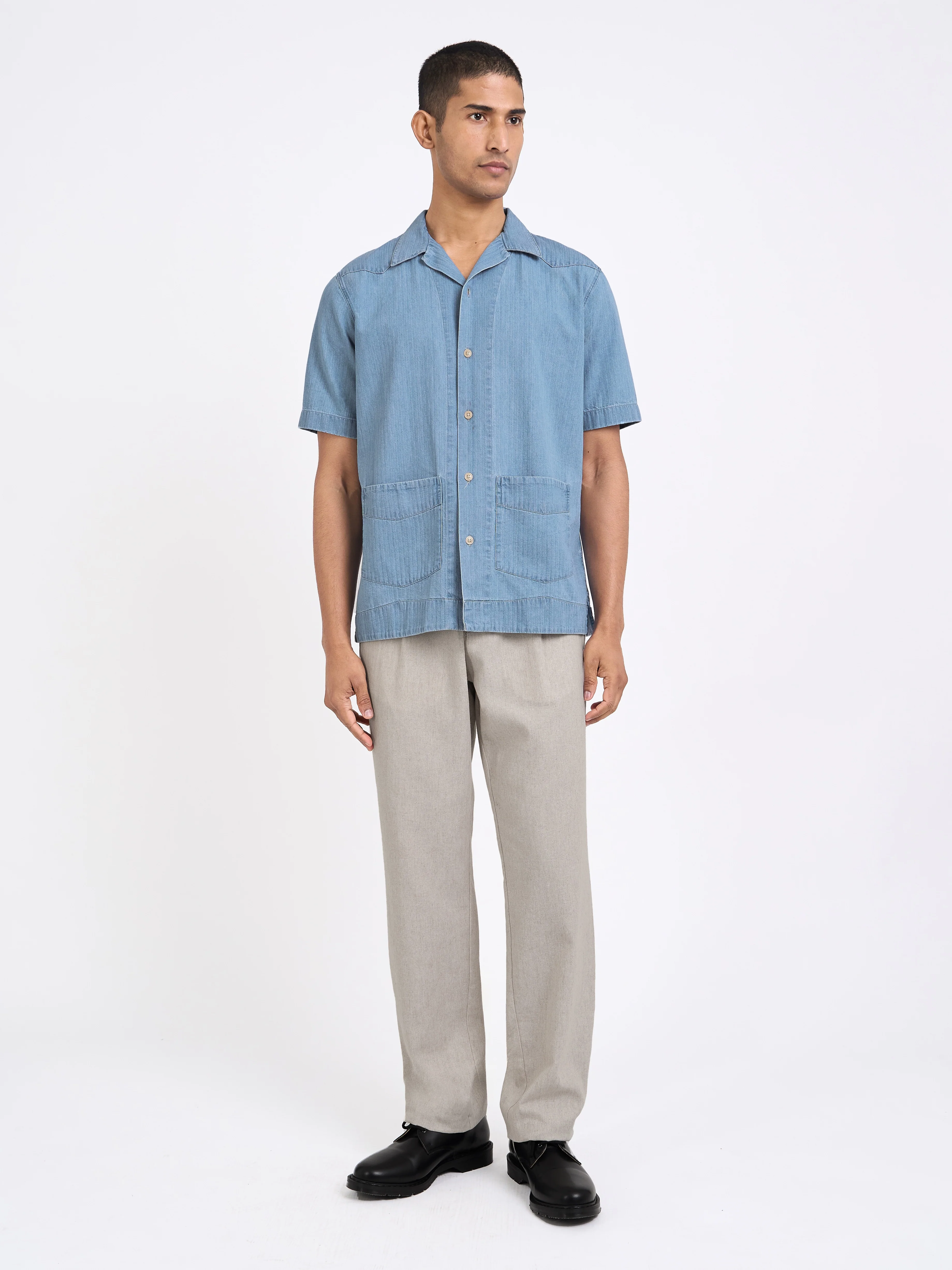 Cuban Short Sleeve Shirt Marden Indigo - Image 8
