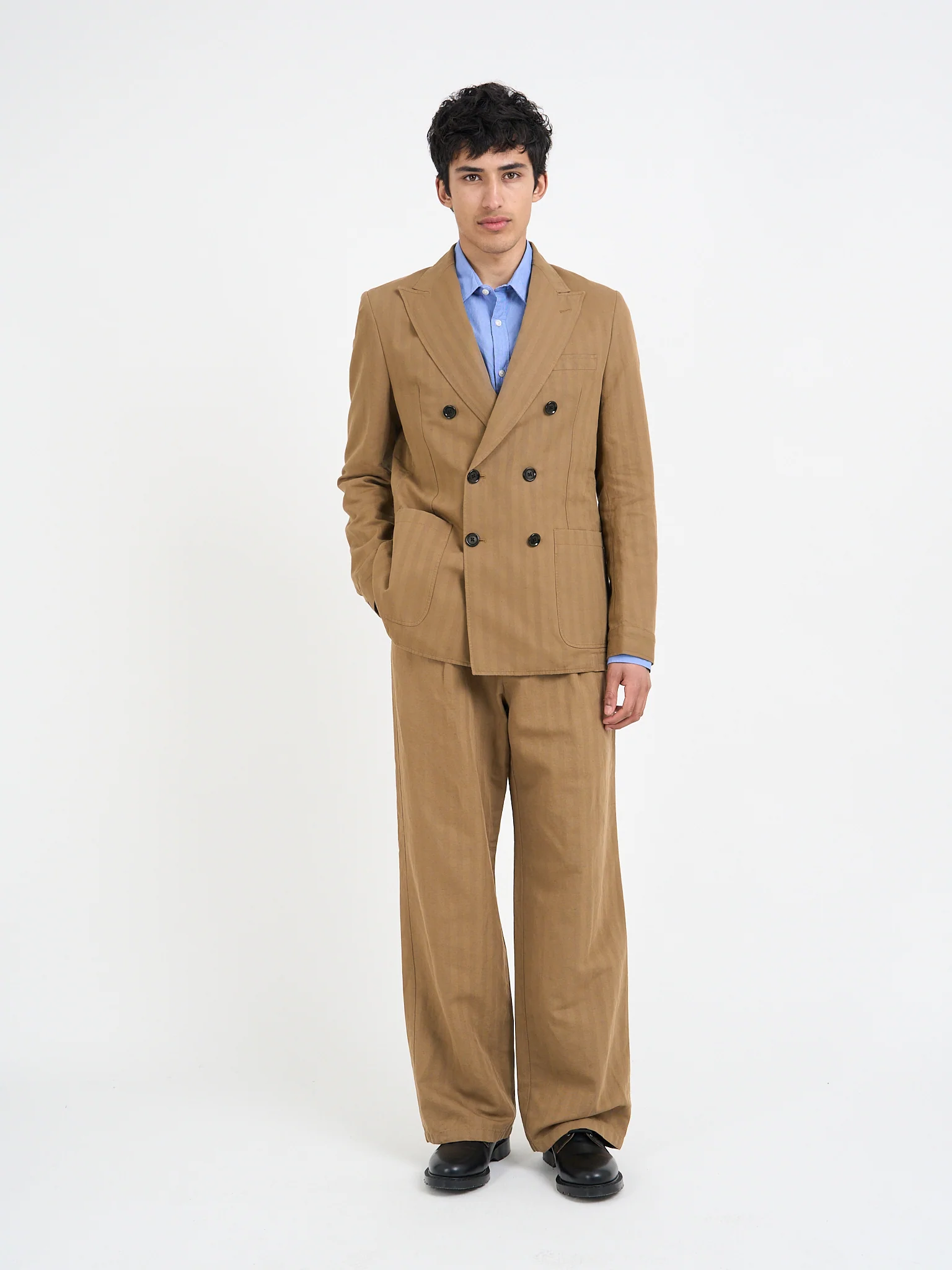 Double Breasted Jacket Sadler Beige - Image 8