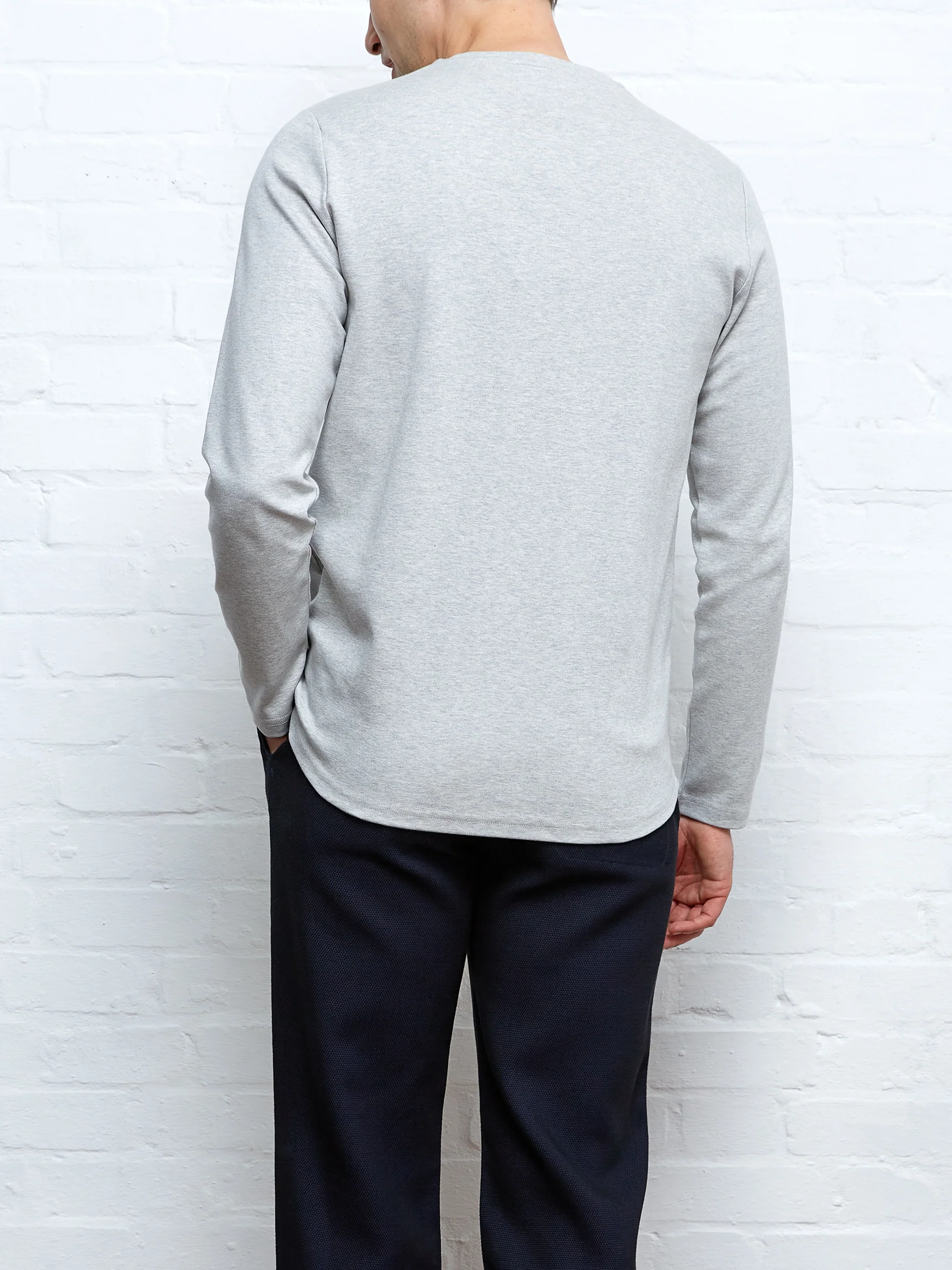 Heavy Long Sleeve Plain T-Shirt Tavistock Grey - Image 6