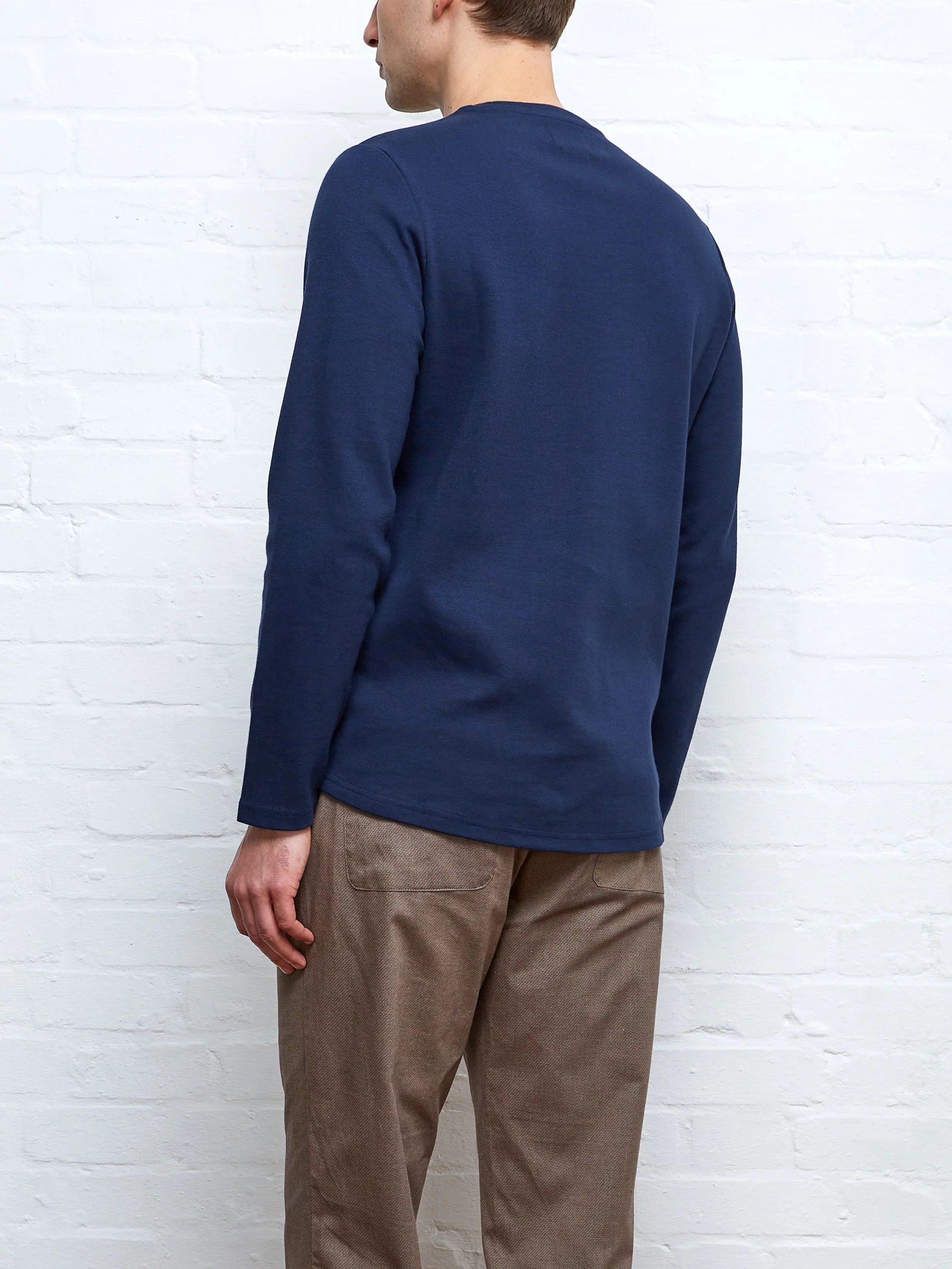 Heavy Long Sleeve Plain T-Shirt Tavistock Navy - Image 8