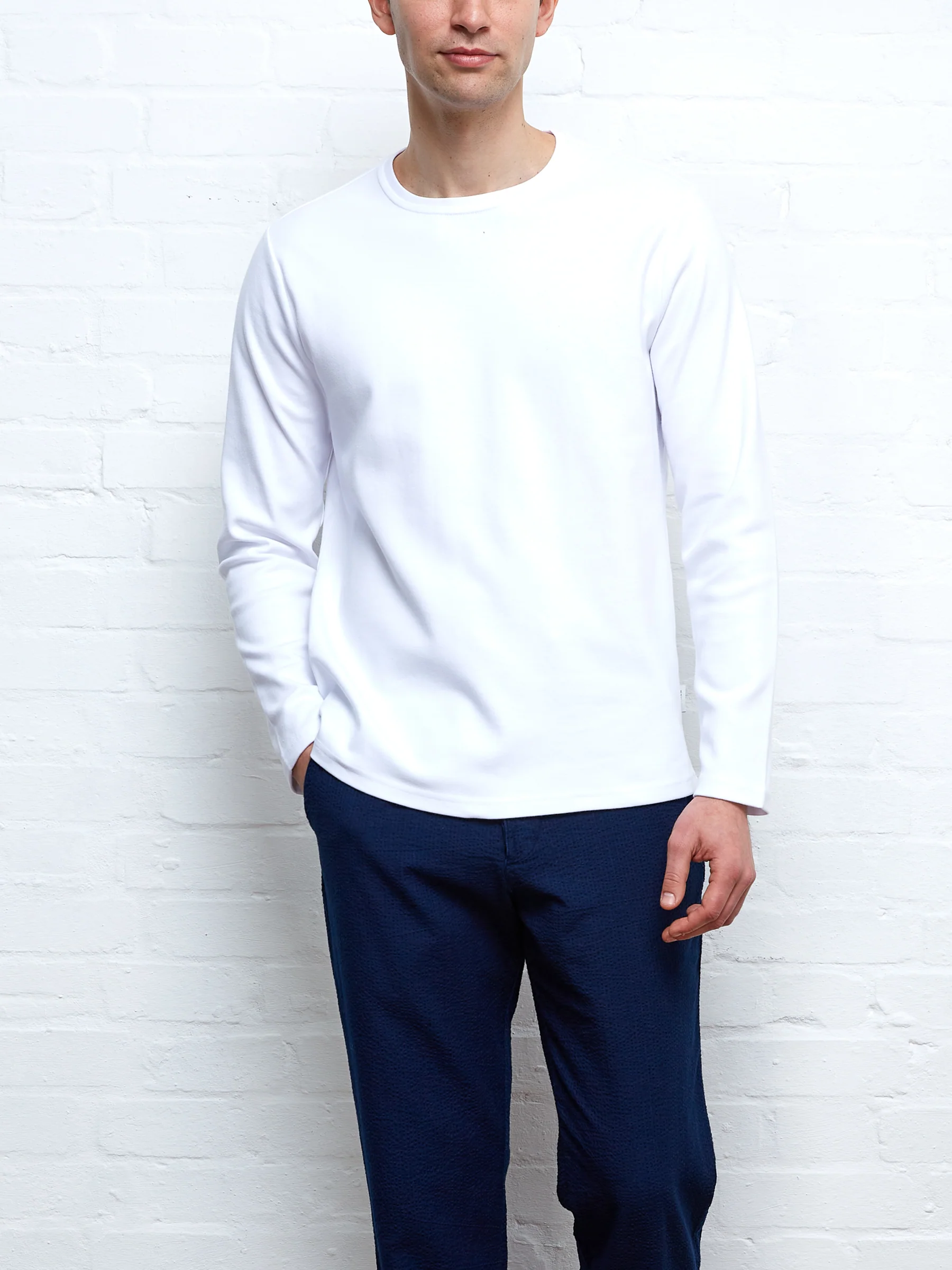 Heavy Long Sleeve Plain T-Shirt Tavistock White - Image 5