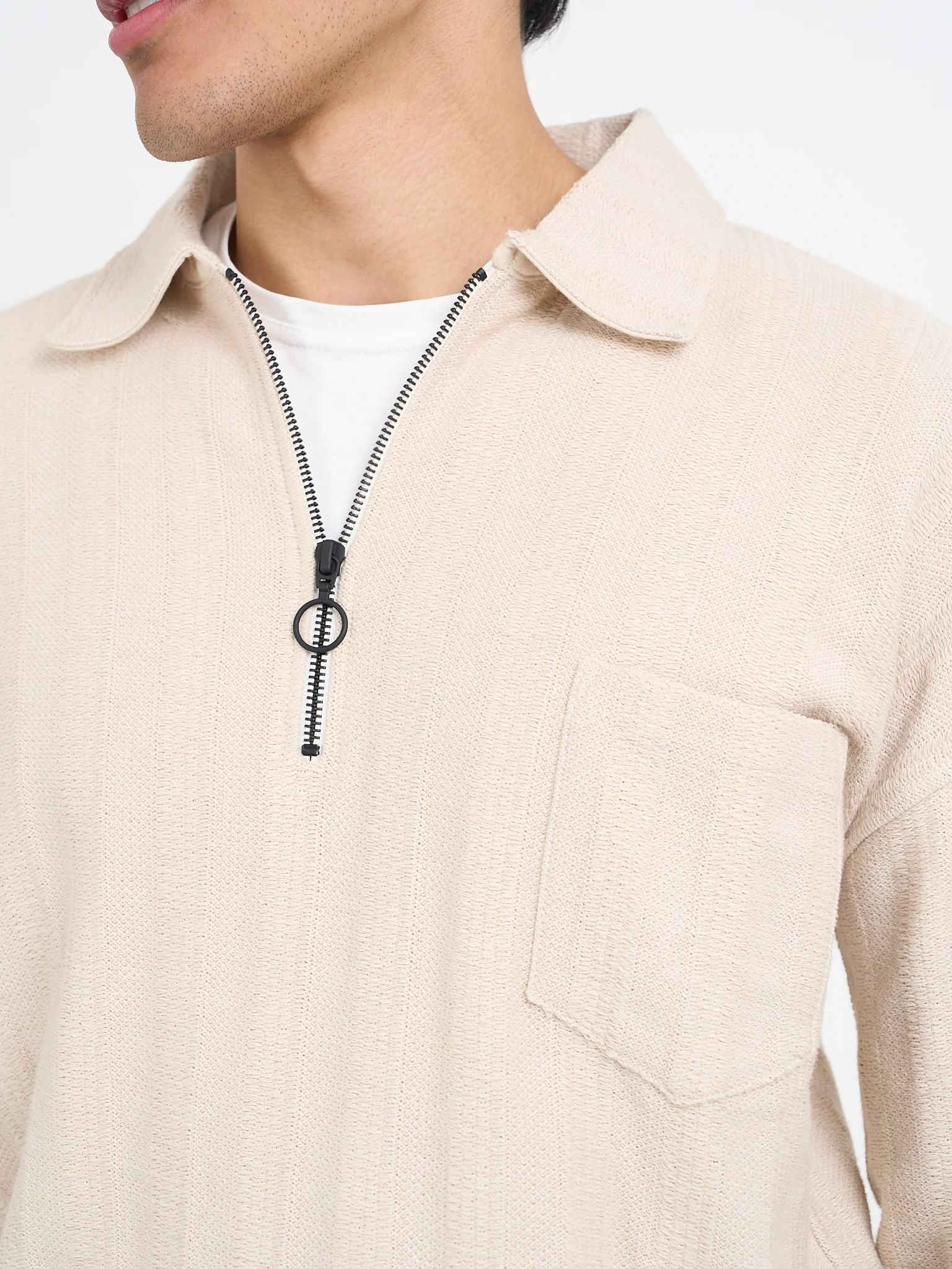Lorimer Half Zip Sweatshirt Glover Cream - Image 4