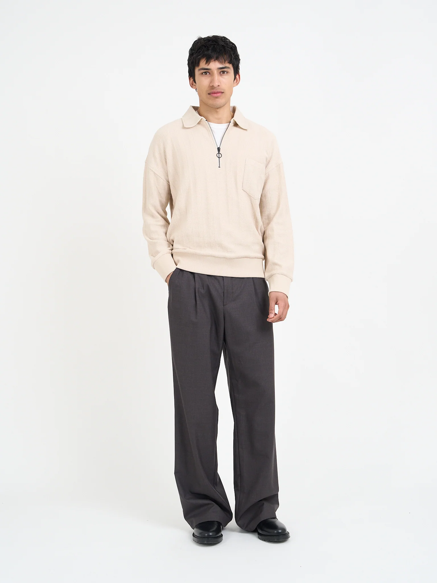 Lorimer Half Zip Sweatshirt Glover Cream - Image 7