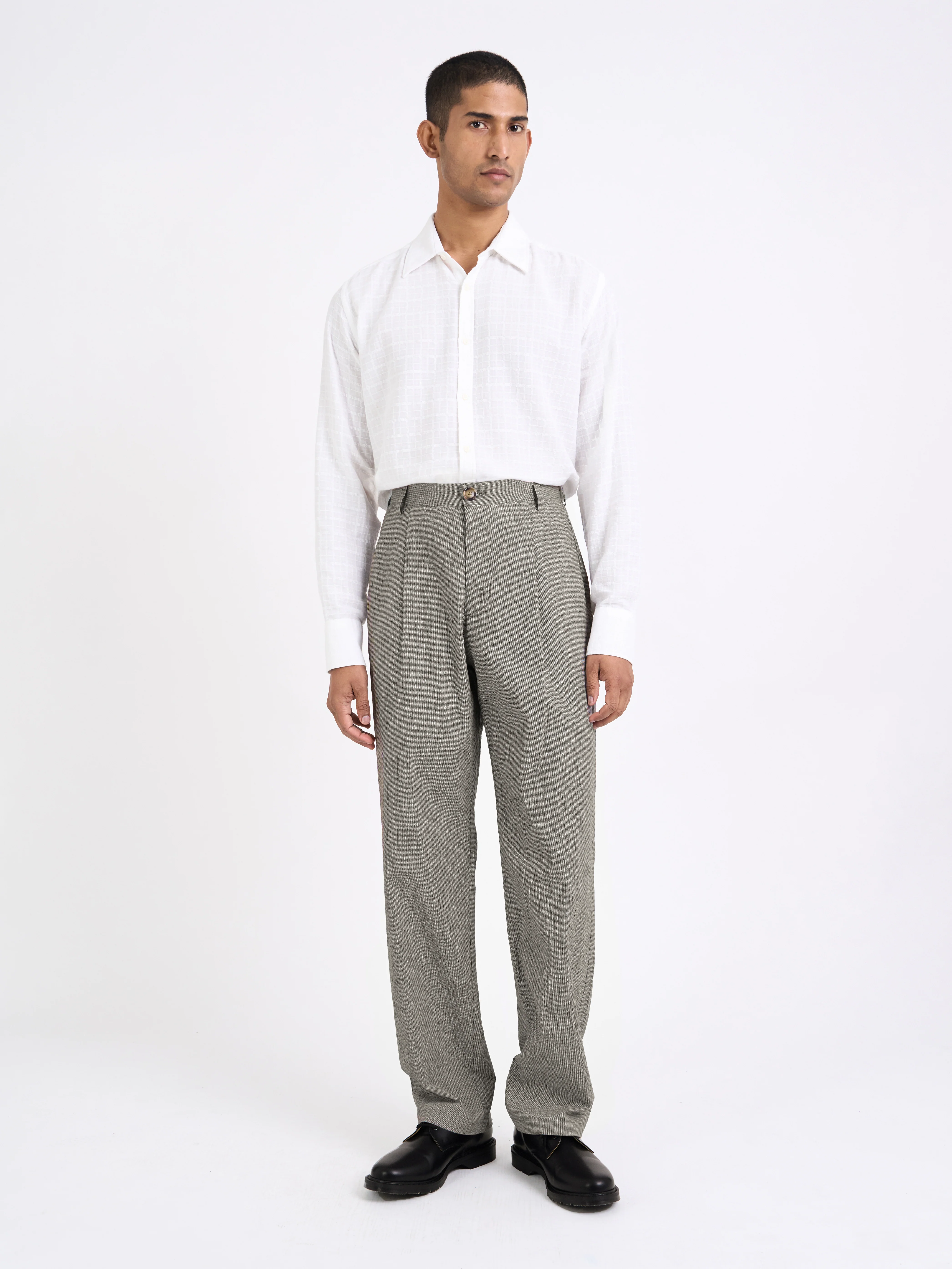 Morton Pleated Trousers Jensen Brown/White - Image 6