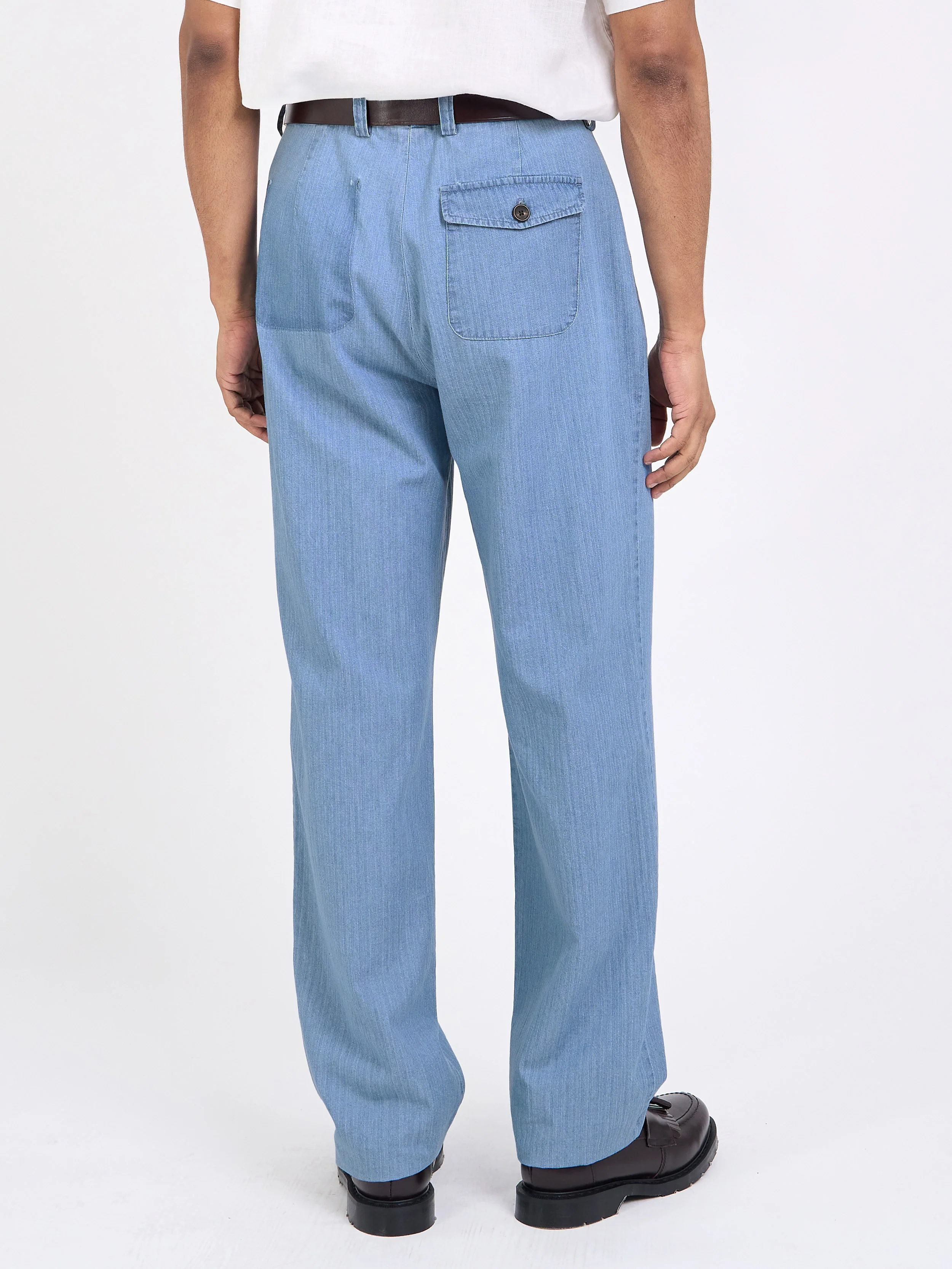 Morton Pleated Trousers Marden Indigo - Image 3