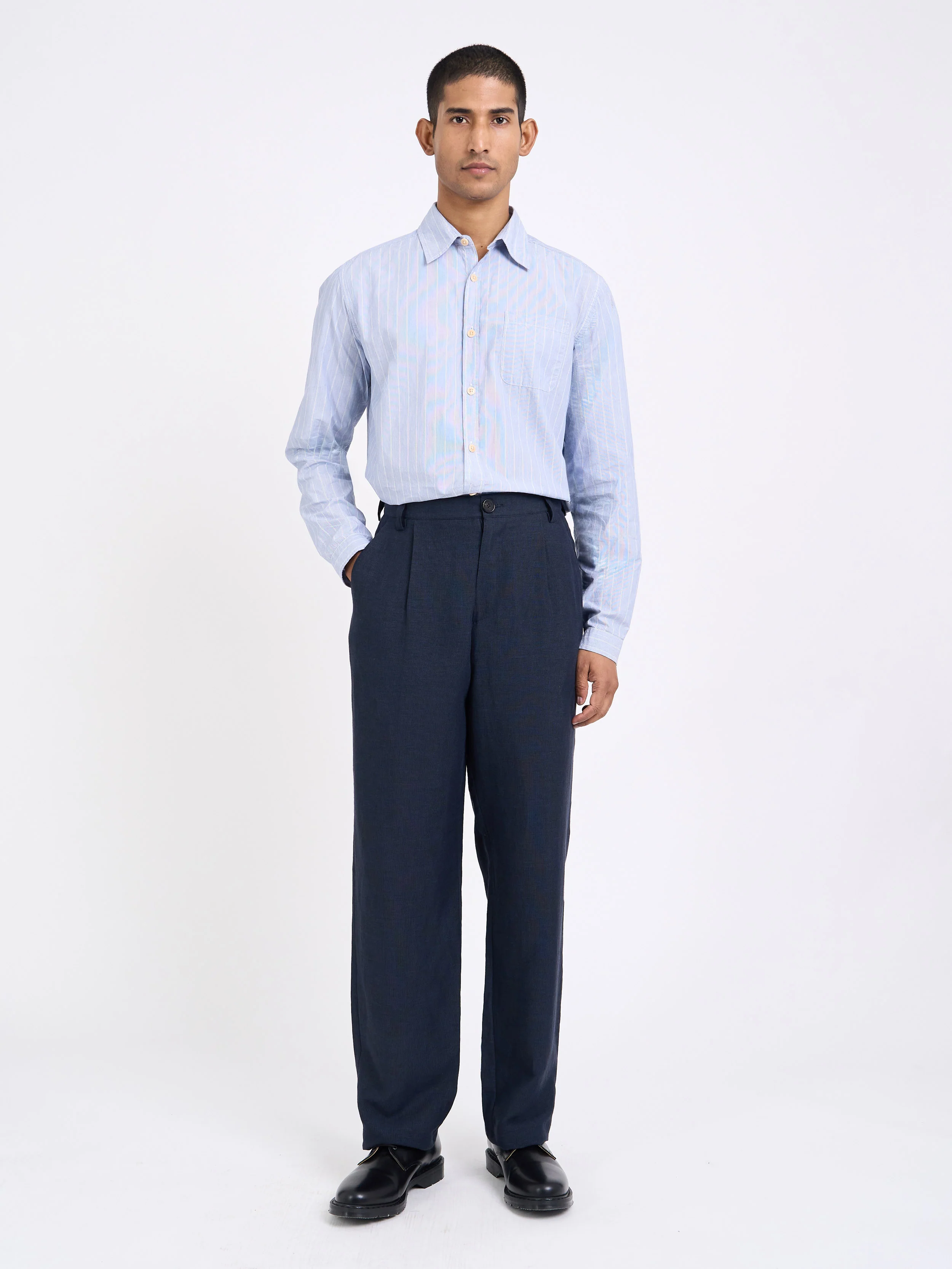 Morton Pleated Trousers Silman Navy - Image 7