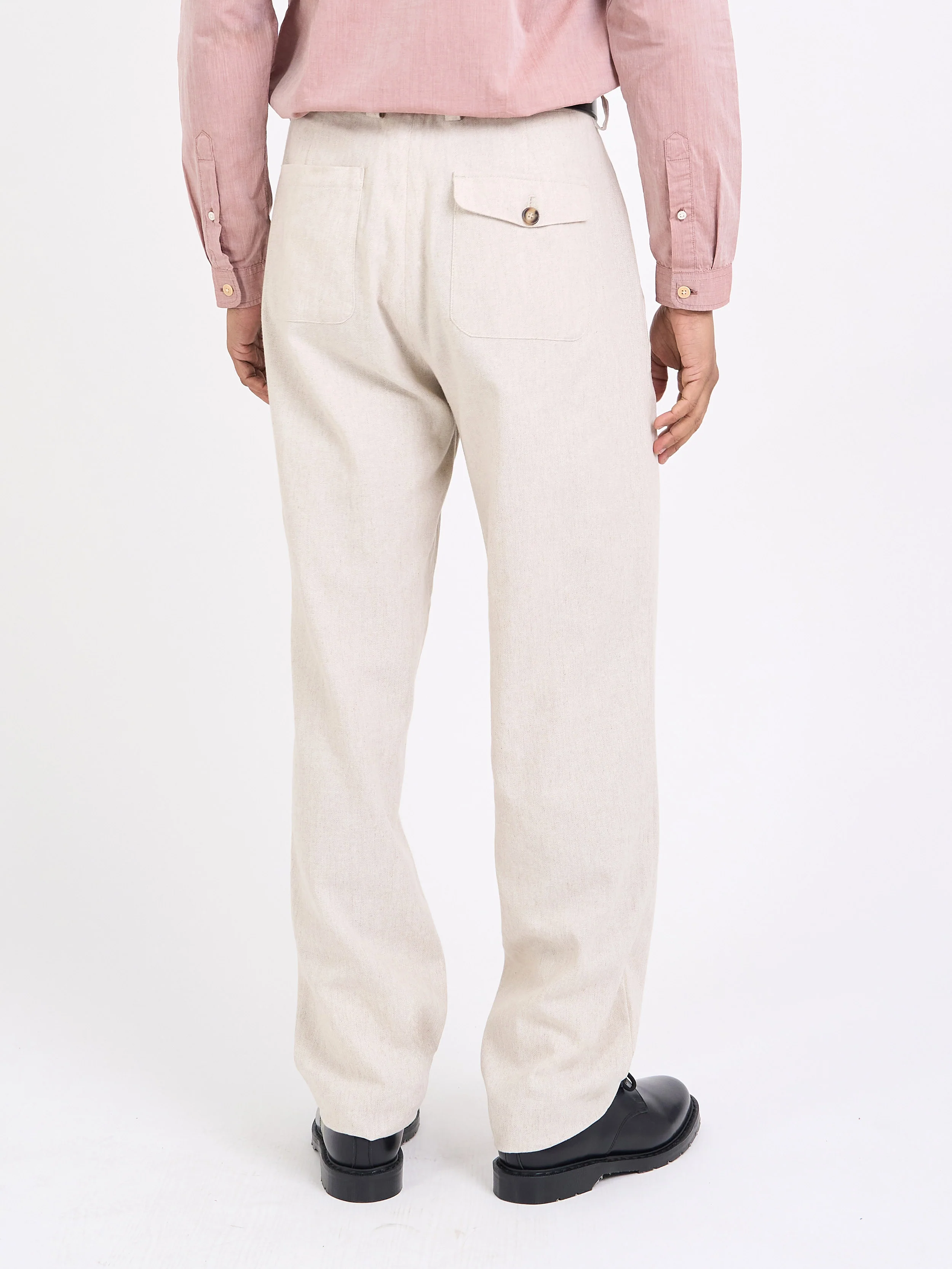 Morton Pleated Trousers Tillman Cream - Image 3