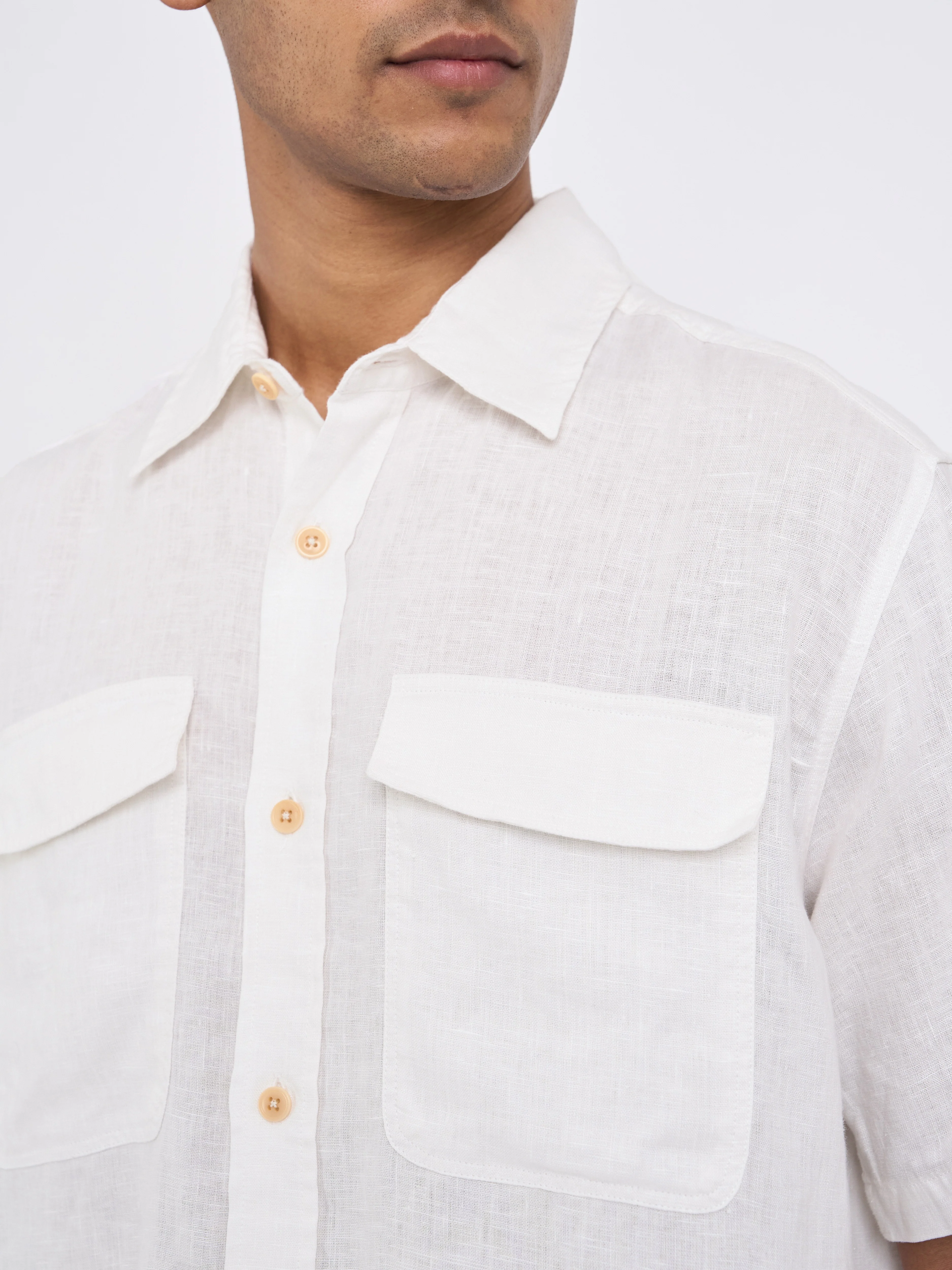 Penryn Short Sleeve Shirt (Loose Fit) Perkins White - Image 4