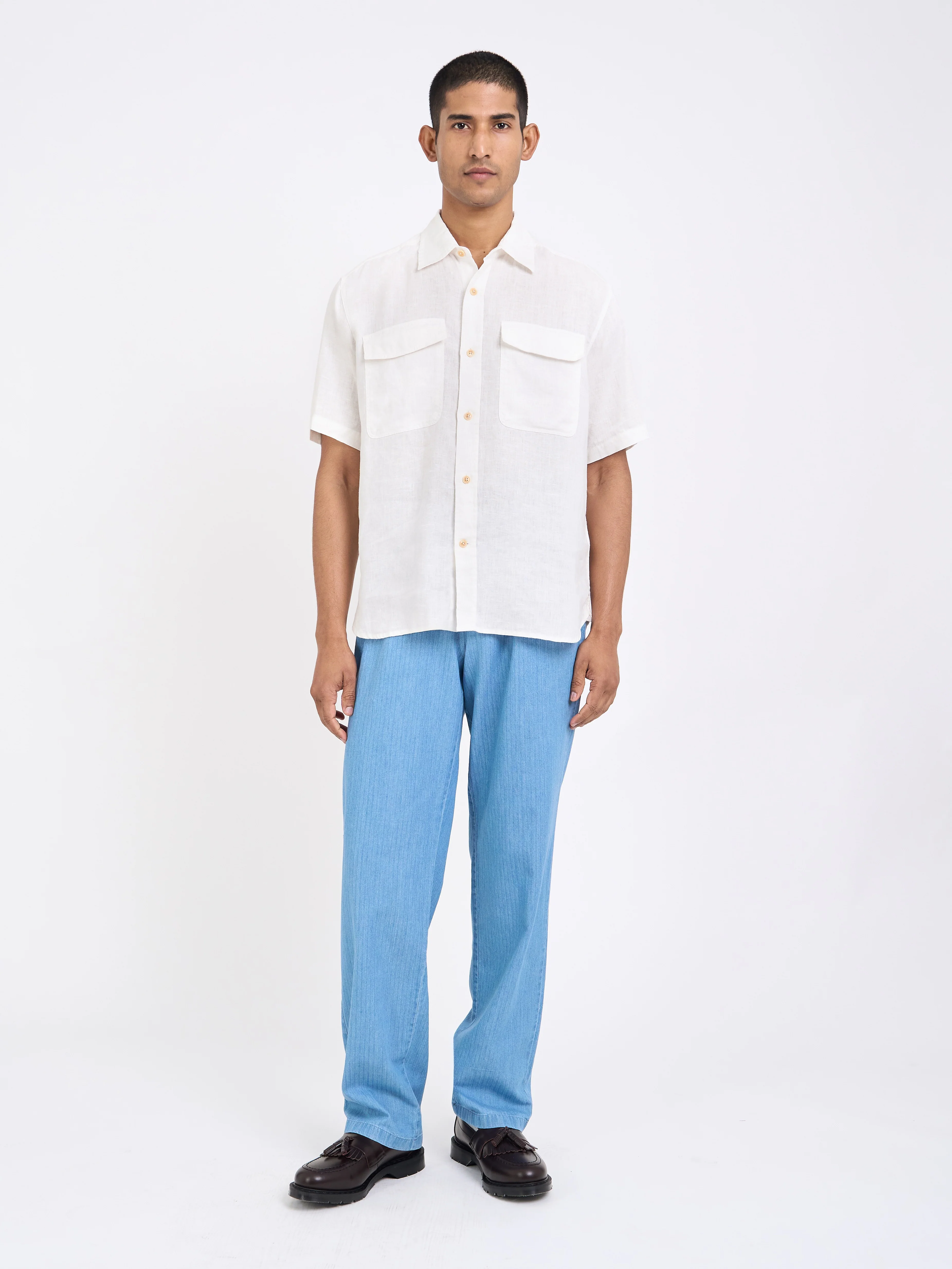 Penryn Short Sleeve Shirt (Loose Fit) Perkins White - Image 7