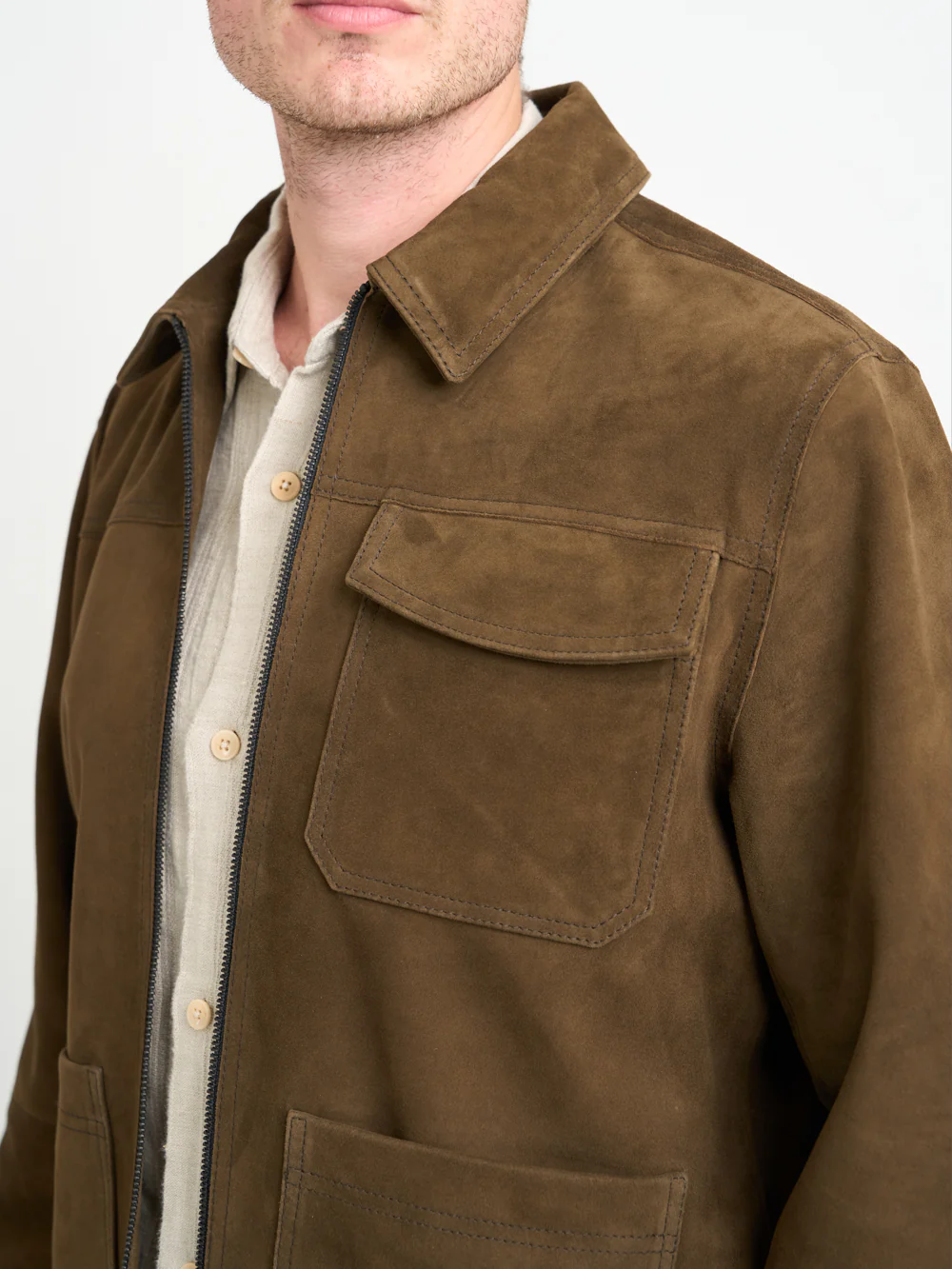 Suede Hardwick Jacket Suede Taupe - Image 4